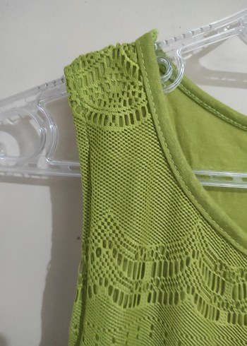 Yeşil Dantel Detaylı Bohem Kısa Elbise - Görsel 2