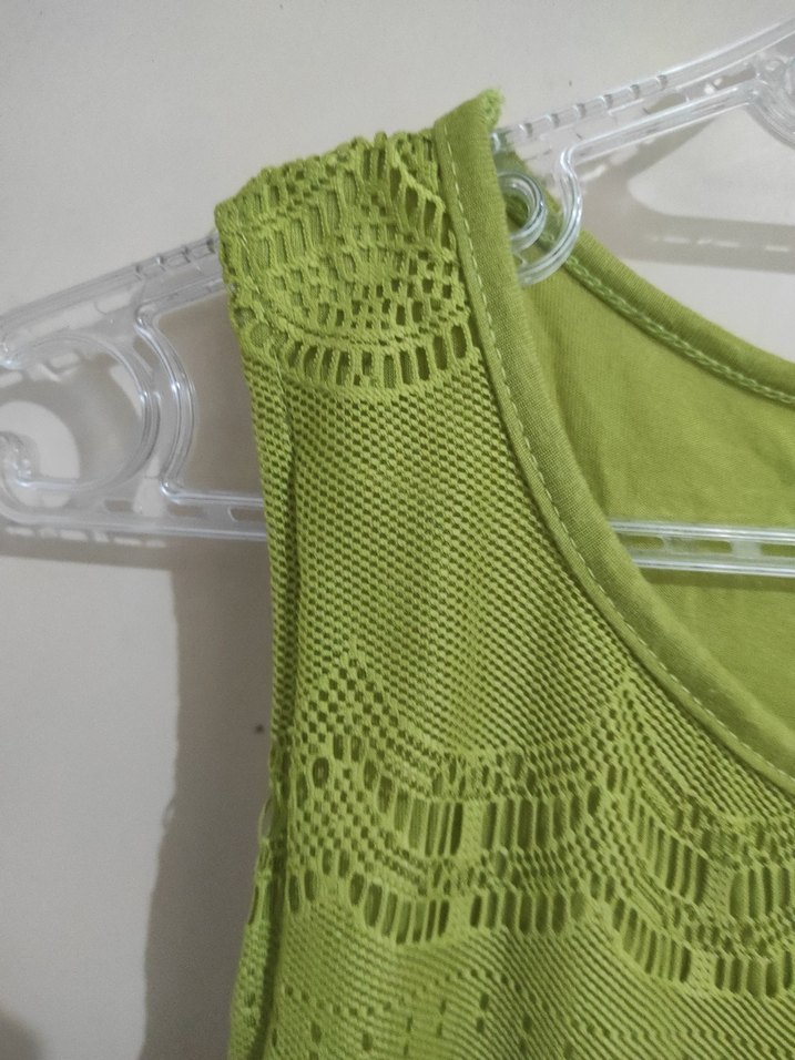 Yeşil Dantel Detaylı Bohem Kısa Elbise - Görsel 2