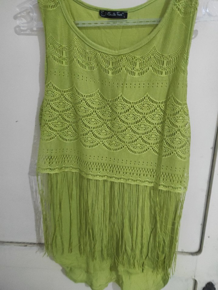 Yeşil Dantel Detaylı Bohem Kısa Elbise - Görsel 3