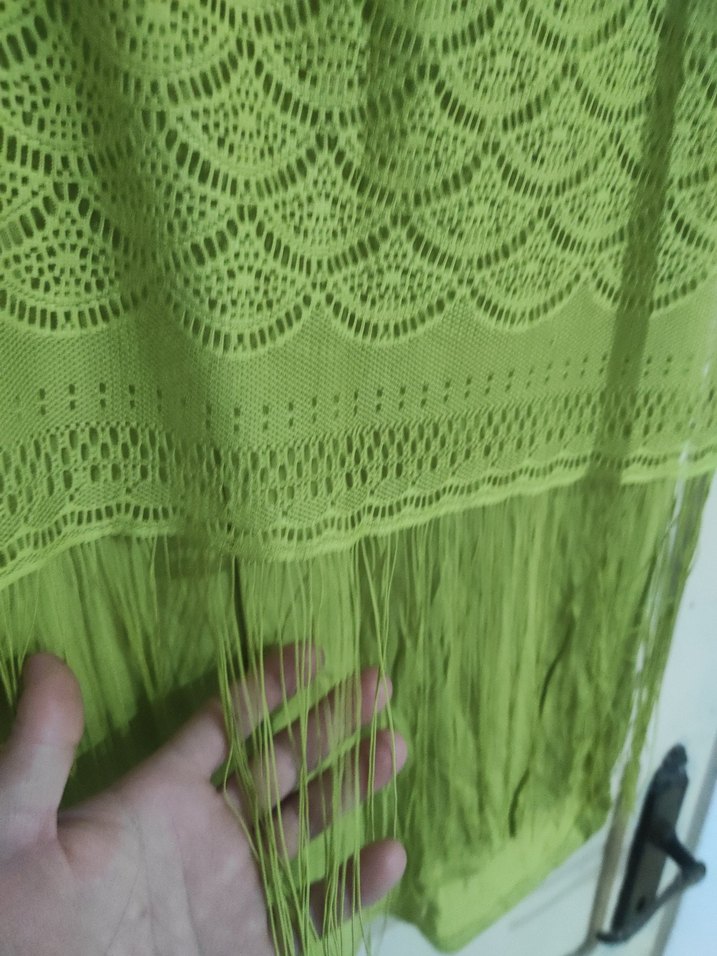 Yeşil Dantel Detaylı Bohem Kısa Elbise - Görsel 5