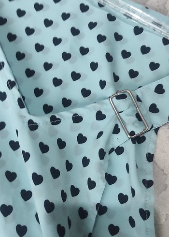 Mavi Kalp Desenli Askılı Kız Tulum - Görsel 7