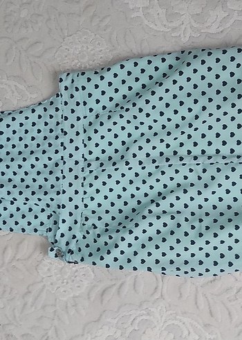 Mavi Kalp Desenli Askılı Kız Tulum - Görsel 4