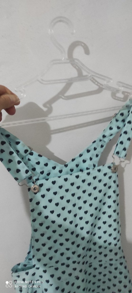 Mavi Kalp Desenli Askılı Kız Tulum - Görsel 5