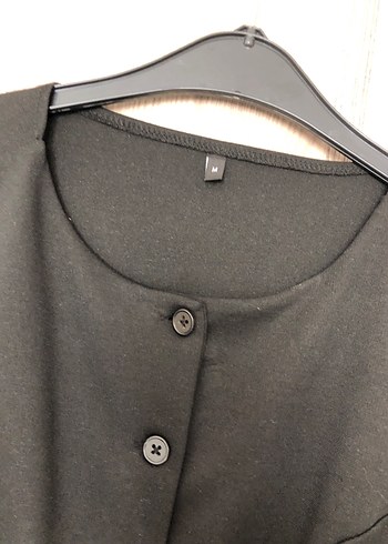 m Beden Düğmeli Siyah Denim Kadın Yelek