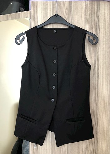 m Beden siyah Renk Düğmeli Siyah Denim Kadın Yelek