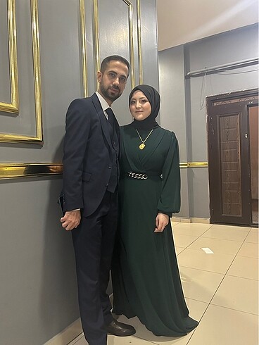 44 Beden yeşil Renk Tesettür abiye