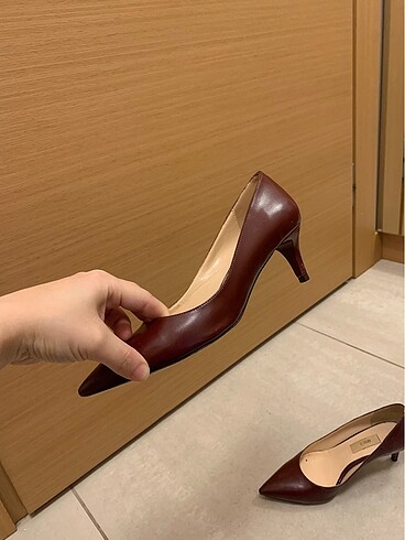 36 Beden bordo Renk Alçak topuklu stiletto