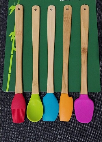 Bambu saplı slikon spatula seti