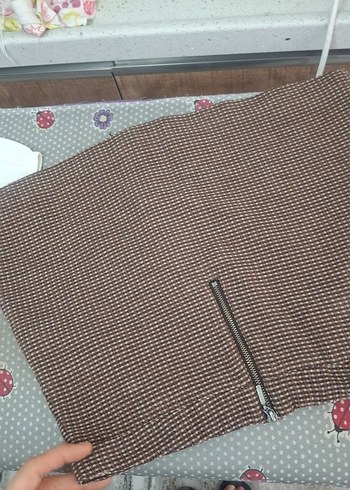 Fermuarlı Kahverengi Mini Etek çok güzel - Görsel 5