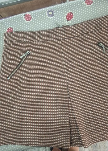 Fermuarlı Kahverengi Mini Etek çok güzel - Görsel 2