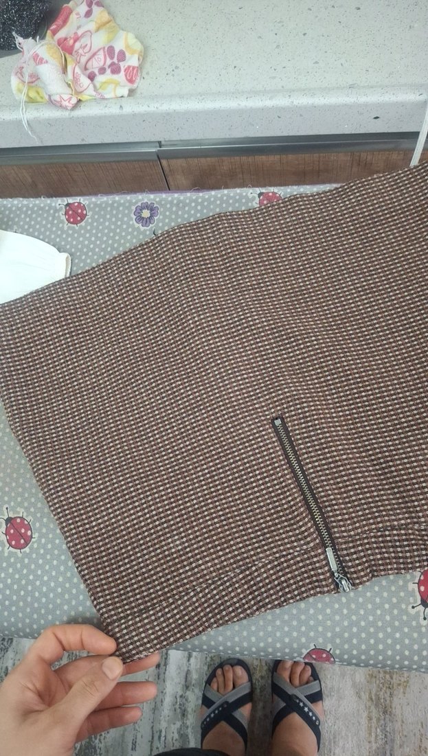 Fermuarlı Kahverengi Mini Etek çok güzel - Görsel 4