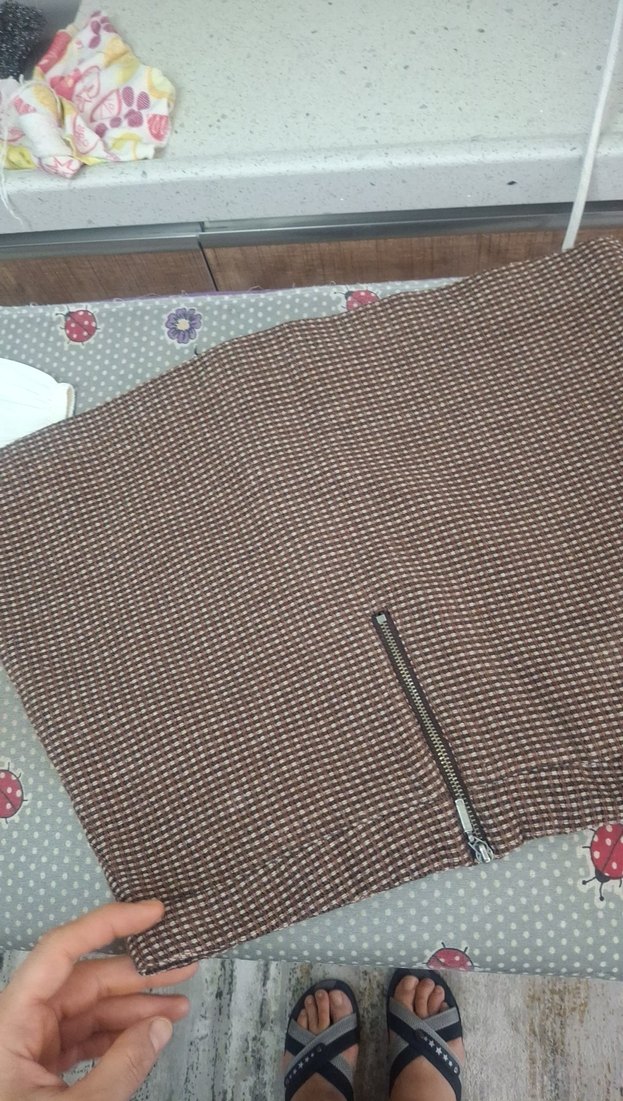 Fermuarlı Kahverengi Mini Etek çok güzel - Görsel 5