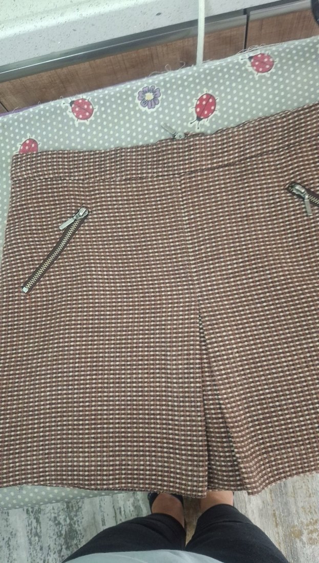 Fermuarlı Kahverengi Mini Etek çok güzel - Görsel 2