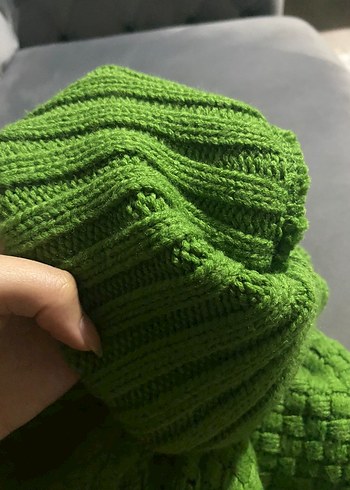 Yeşil Örgü Balıkçı Yaka Kadın Kazak - Görsel 7