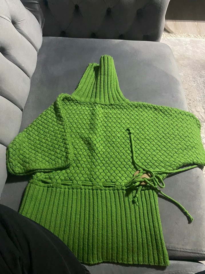 Yeşil Örgü Balıkçı Yaka Kadın Kazak - Görsel 2