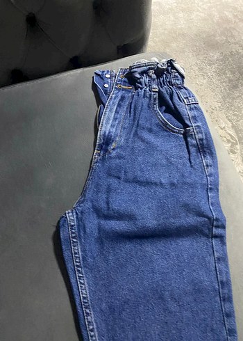 Kadın Mavi Bel Detaylı Salaş Kot Pantolon - Görsel 5