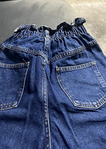 Kadın Mavi Bel Detaylı Salaş Kot Pantolon - Görsel 6