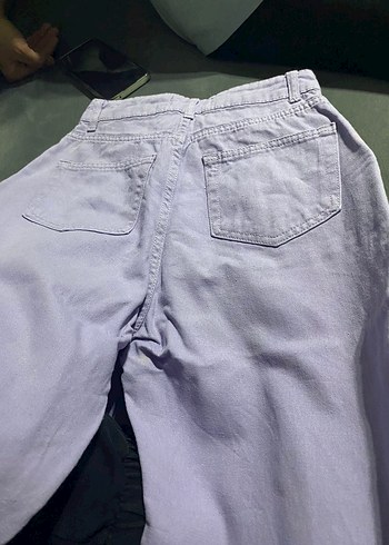 Düğmeli Mor Midi Denim Bayan Pantolon - Görsel 5