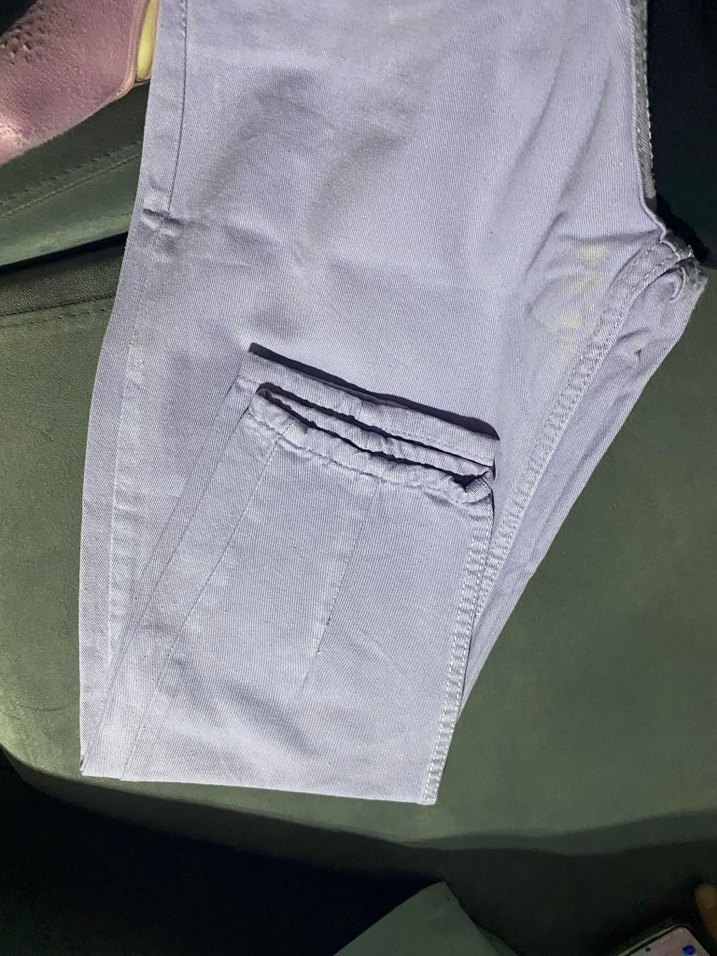 Düğmeli Mor Midi Denim Bayan Pantolon - Görsel 2