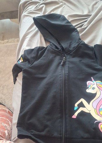 Kız çocuğu fermuarlı kapşuyonlu - Görsel 3