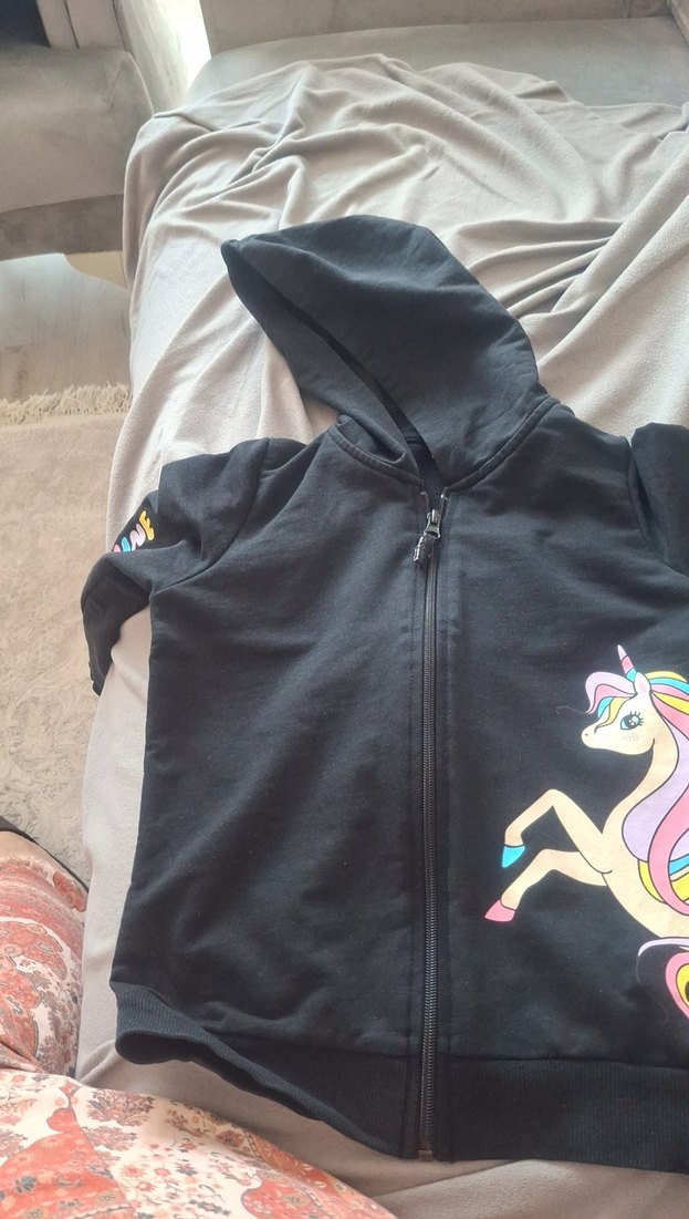 Kız çocuğu fermuarlı kapşuyonlu - Görsel 3