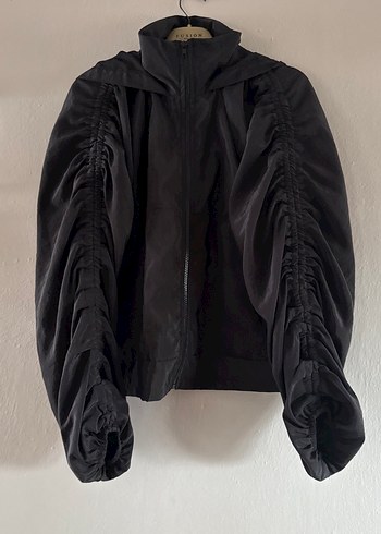 Drapeli Siyah Midi Kadın Ceket - Görsel 5