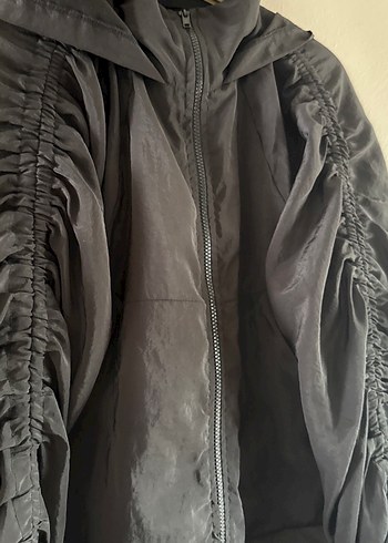 Drapeli Siyah Midi Kadın Ceket - Görsel 8