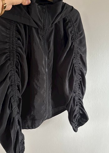 Drapeli Siyah Midi Kadın Ceket - Görsel 9