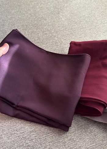 Bordo Saten Kadın Şal - Salaş ve Şık - Görsel 5