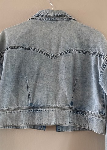 Düğmeli Mavi Kadın Kot Ceket - Görsel 8