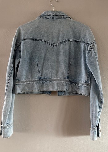 Düğmeli Mavi Kadın Kot Ceket - Görsel 6