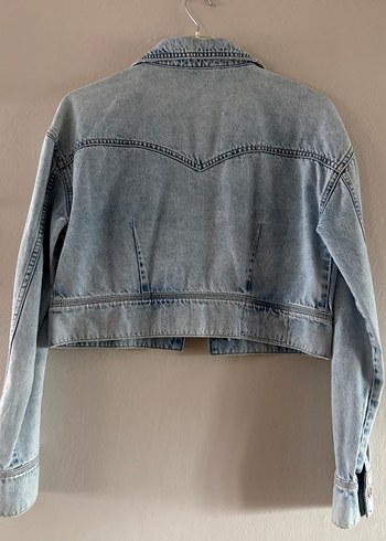 Düğmeli Mavi Kadın Kot Ceket - Görsel 7