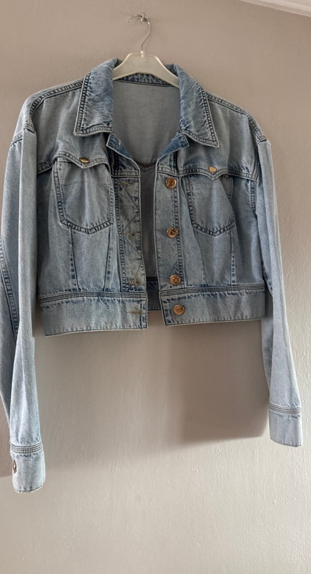 Düğmeli Mavi Kadın Kot Ceket - Görsel 2