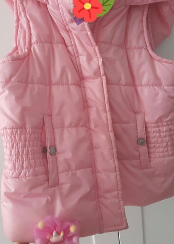Kız Çocuk Pembe Düğmeli Yelek - Görsel 2
