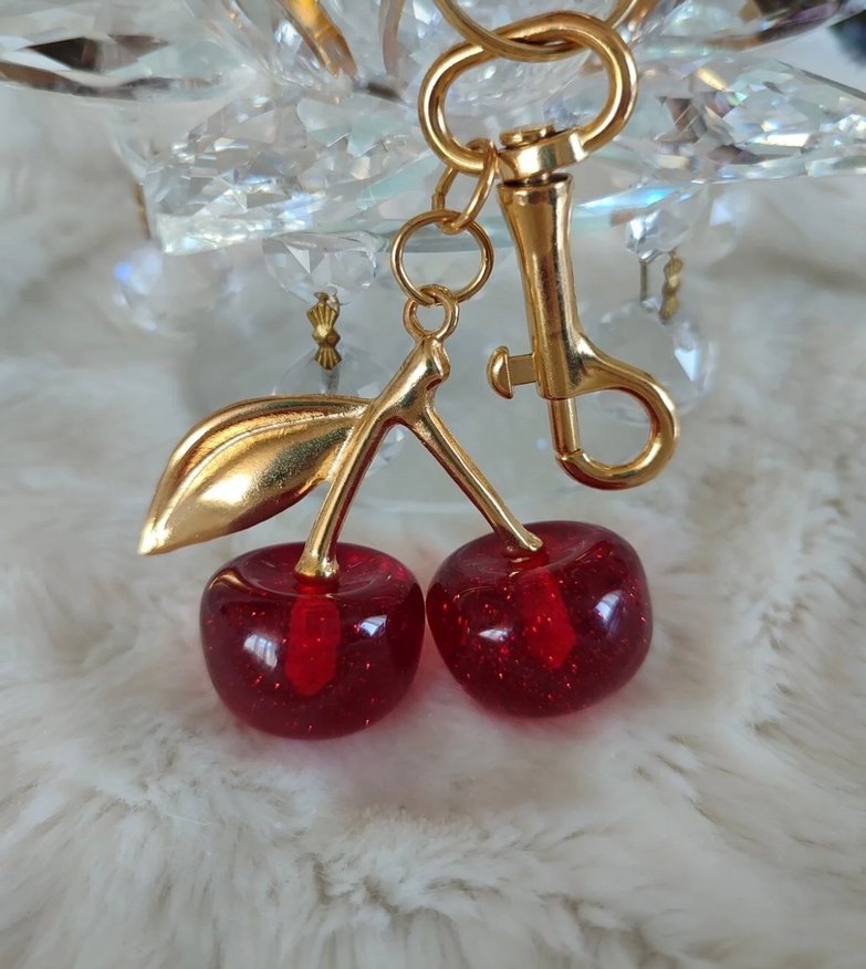 Gold Kiraz Figürlü Anahtarlık | Lüks Aksesuar - Görsel 3