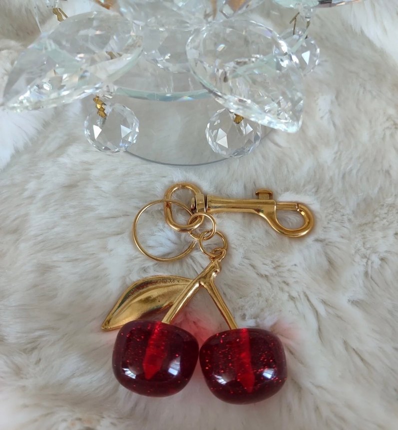 Gold Kiraz Figürlü Anahtarlık | Lüks Aksesuar - Görsel 2