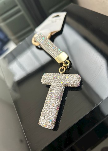 Lüks Zirkon Taşlı Simli T Harf Anahtarlık | Şık & Işıltılı - Görsel 2