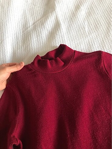 Diğer Bordo midi boy triko elbise