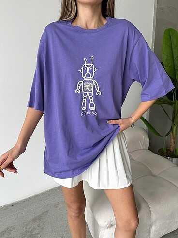 m Beden mor Renk Oversize Tshirt