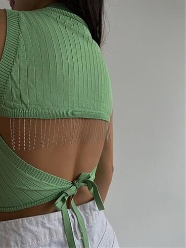 m Beden Shimmer Crop Yeşil