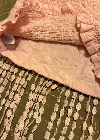 Dantel İşlemeli Pembe Kız Çocuk Bohem straplez - Görsel 5