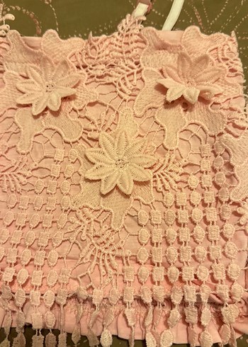 Dantel İşlemeli Pembe Kız Çocuk Bohem straplez - Görsel 2