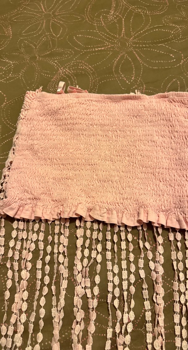 Dantel İşlemeli Pembe Kız Çocuk Bohem straplez - Görsel 4