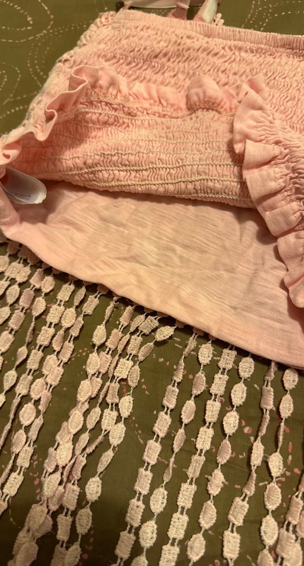 Dantel İşlemeli Pembe Kız Çocuk Bohem straplez - Görsel 5