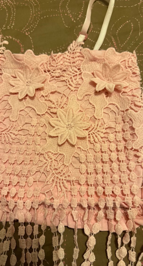 Dantel İşlemeli Pembe Kız Çocuk Bohem straplez - Görsel 2