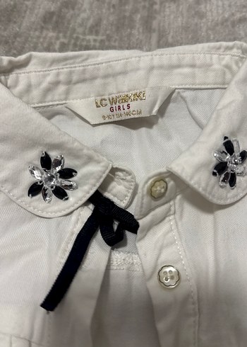 Nakışlı Düğmeli Beyaz kız çocuk Gömlek - Görsel 2