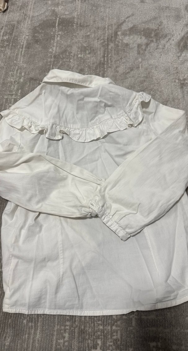 Nakışlı Düğmeli Beyaz kız çocuk Gömlek - Görsel 3