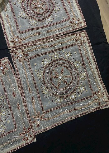 Gri Nakışlı Bohem Masa Örtüsü - Görsel 2