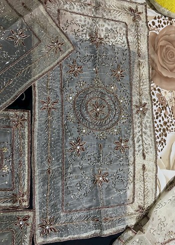 Gri Nakışlı Bohem Masa Örtüsü - Görsel 5