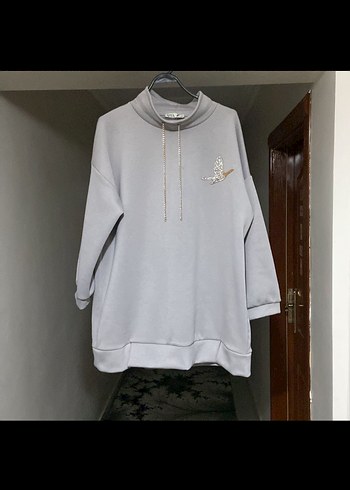 Diğer Kadın Gri Payetli Nakışlı Sweatshirt